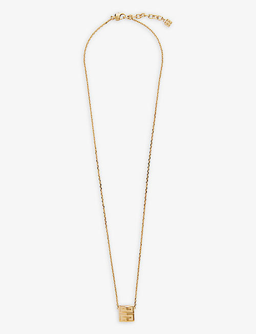 GIVENCHY: Logo-embossed brass pendant necklace