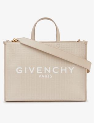 Givenchy Logo Printed Tote Bag In Natural Beige