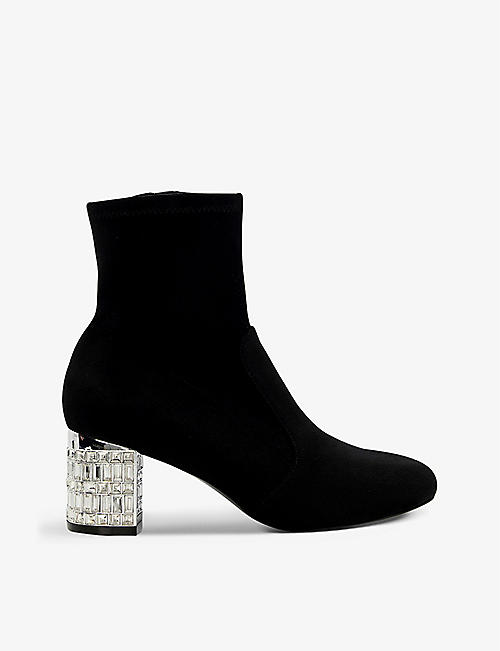 DUNE: Optimal crystal-embellished woven ankle boots