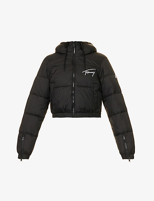TOMMY JEANS: Logo-embroidered cropped hooded shell jacket