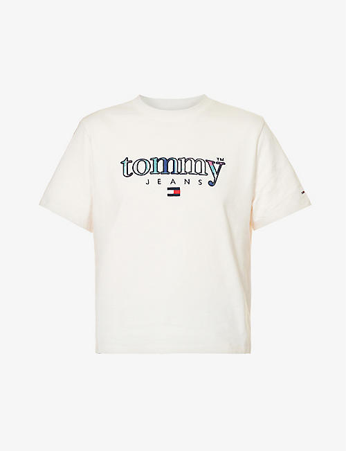 TOMMY JEANS: Logo-embroidered cotton-jersey T-shirt