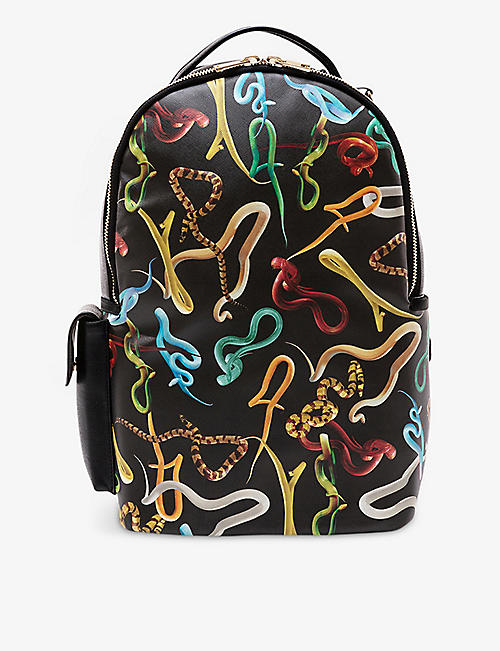 SELETTI: Seletti Wears Toiletpaper Snakes graphic-print faux-leather backpack