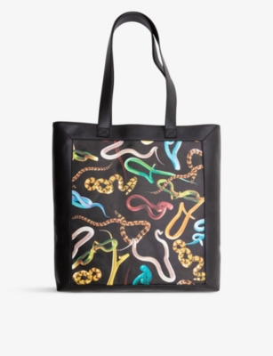 Seletti Wears Toiletpaper Snakes Canvas And Faux-leather Tote Bag