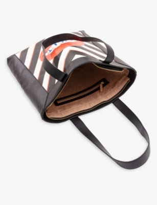 SELETTI: Seletti wears Toiletpaper lipstick-print canvas and faux-leather tote bag