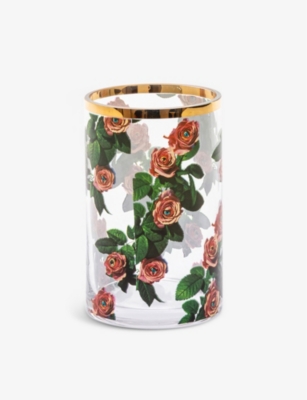SELETTI: Seletti wears TOILETPAPER Roses printed small cylindrical vase 14cm