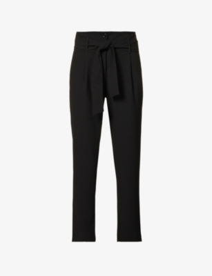 IKKS: Belted straight-leg high-rise crepe trousers