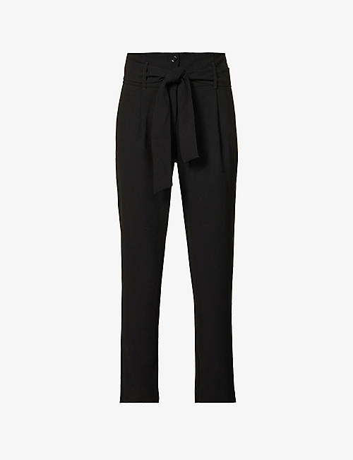 IKKS: Belted straight-leg high-rise crepe trousers