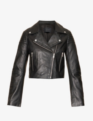 IKKS: Cropped quilted leather biker jacket