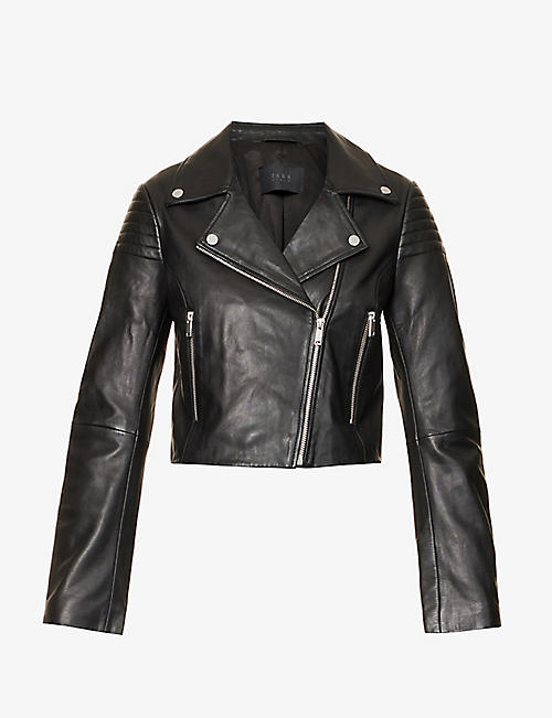 IKKS: Cropped quilted leather biker jacket