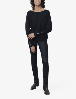 Ikks Reversible V-neck Knitted Cardigan In Black