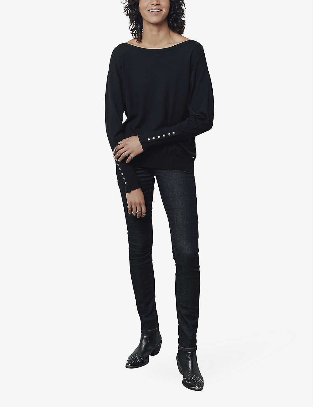 Ikks Reversible V-neck Knitted Cardigan In Black