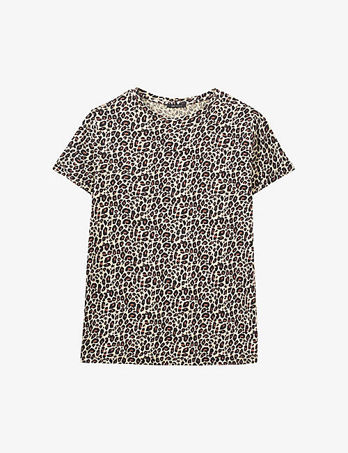 IKKS: short-sleeve leopard-print woven T-shirt