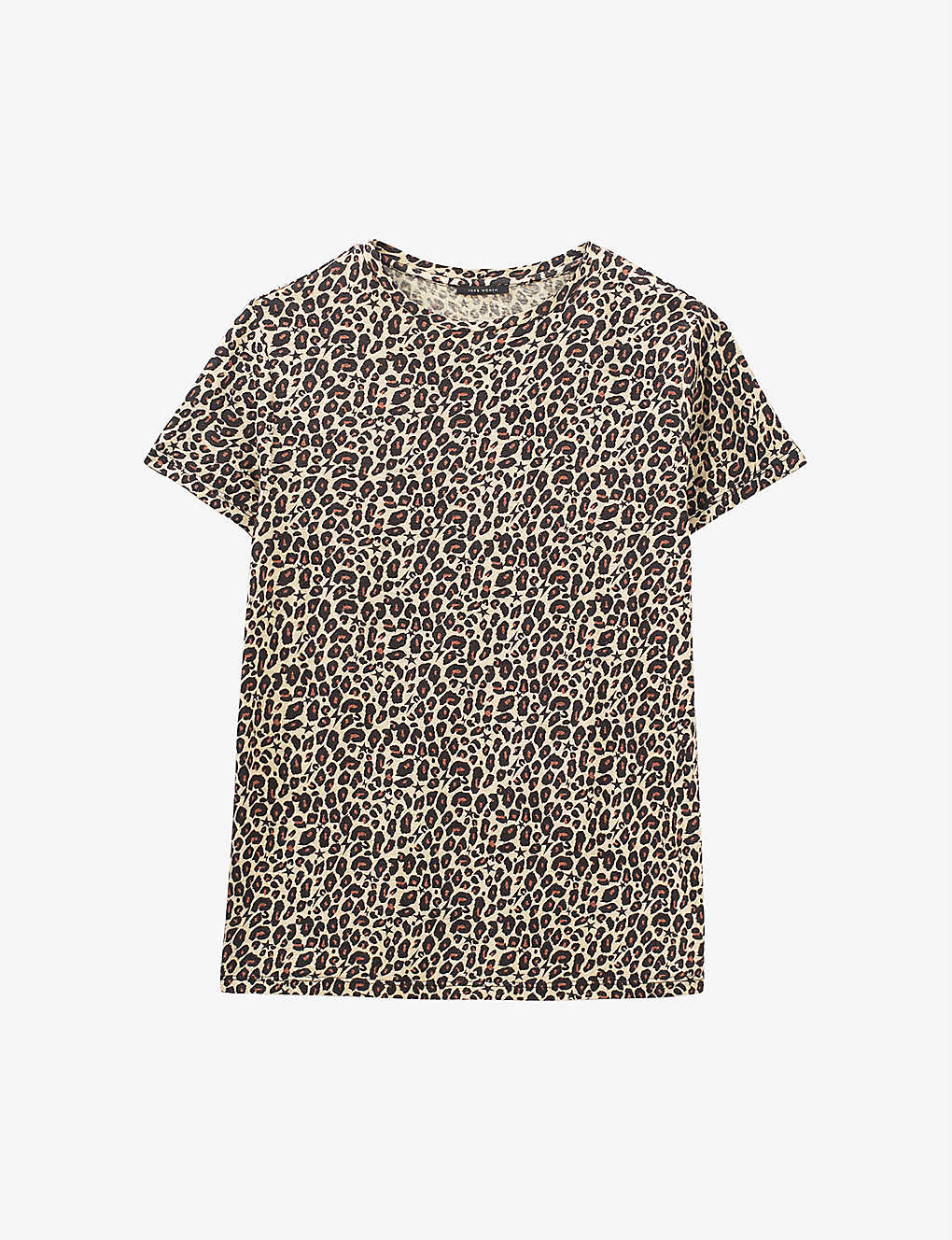 Ikks Short-sleeve Leopard-print Woven T-shirt In Brown