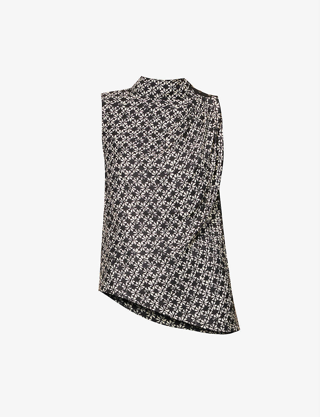 Ikks Womens Black Floral Geometric-printed Woven Top