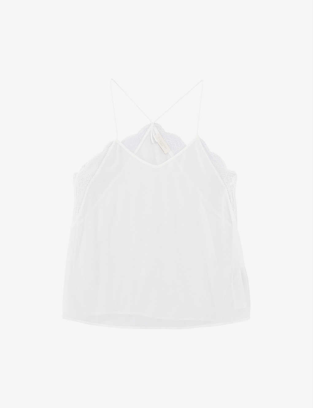 Ikks Lace-trim Silk Camisole Top In Ivory