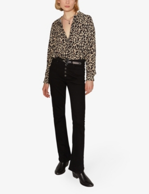 Shop Ikks Women's Rood Oversized Leopard And Star-print Viscose Shirt
