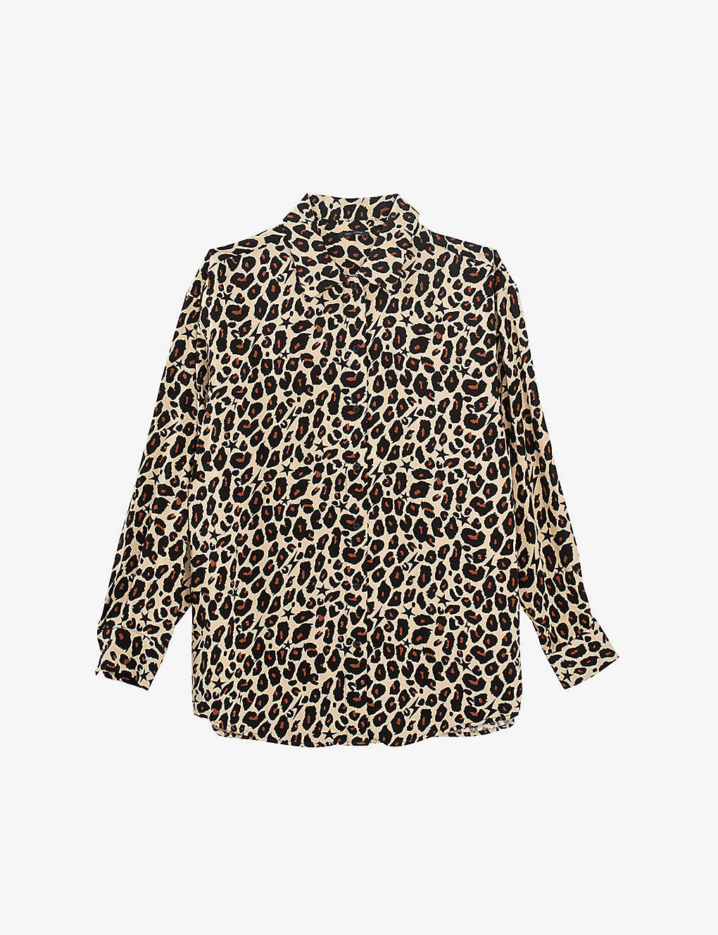 Ikks Oversized Leopard And Star-print Viscose Shirt In Rood