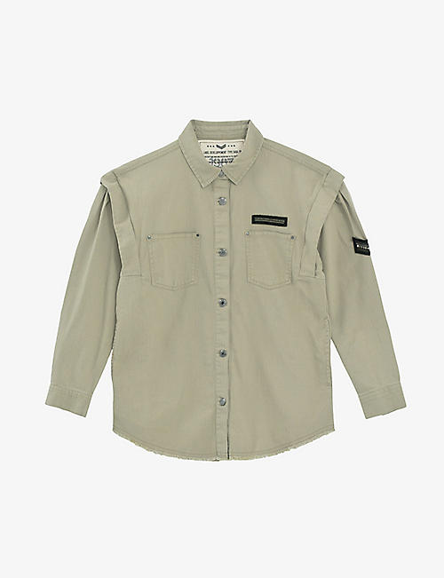 IKKS: Army-badge belted cotton shirt