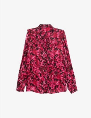 Ikks Floral-print Woven Blouse In Pink