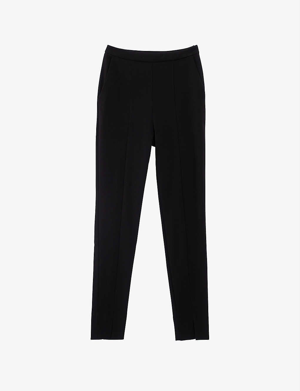 Ikks Women's Black 7/8 Tapered High-rise Woven Trousers