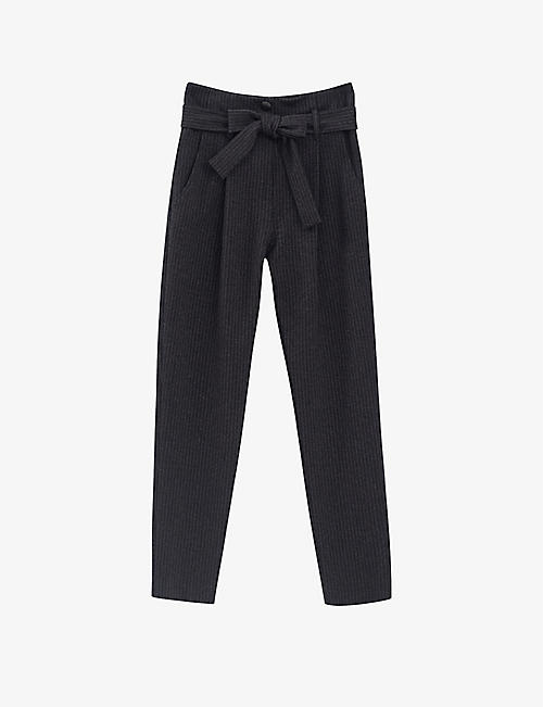IKKS: Striped straight-leg high-rise stretch-woven trousers