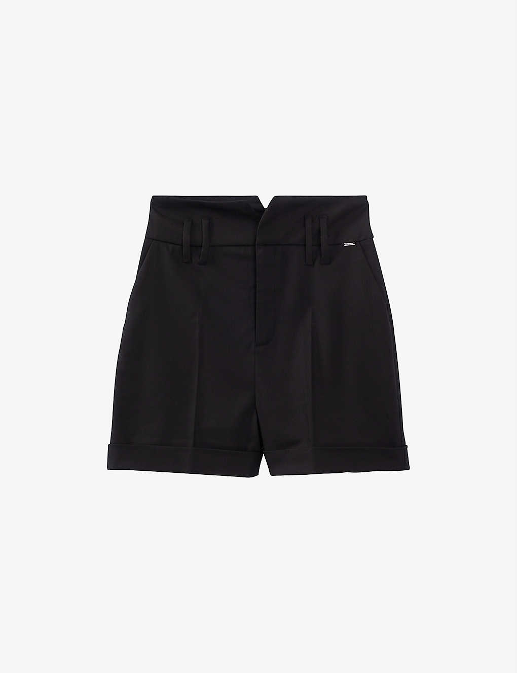 Ikks Belted High-waisted Stretch-woven Shorts In Black