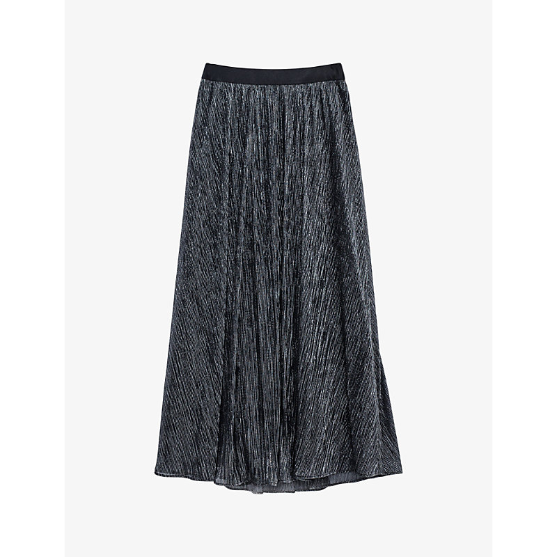 Ikks High-rise Woven Midi Skirt In Black