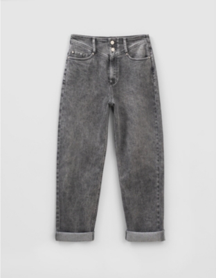 IKKS: Acid-wash relaxed-fit straight-leg high-rise stretch-denim jeans