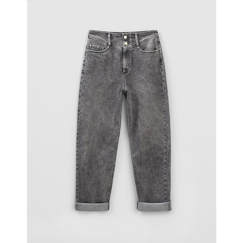 Ikks Acid-wash Relaxed-fit Straight-leg High-rise Stretch-denim Jeans In Grey