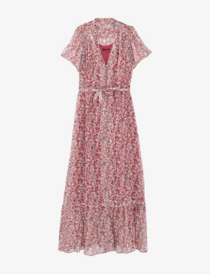 Ikks Floral-print Woven Maxi Dress In Old Pink