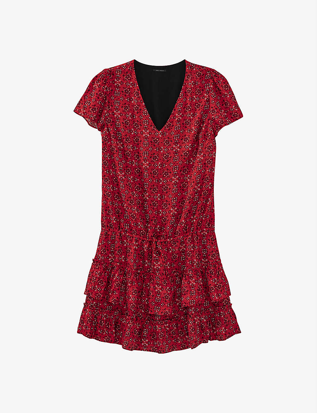 Ikks Bandana-print Cap-sleeve Twill Mini Dress In Red
