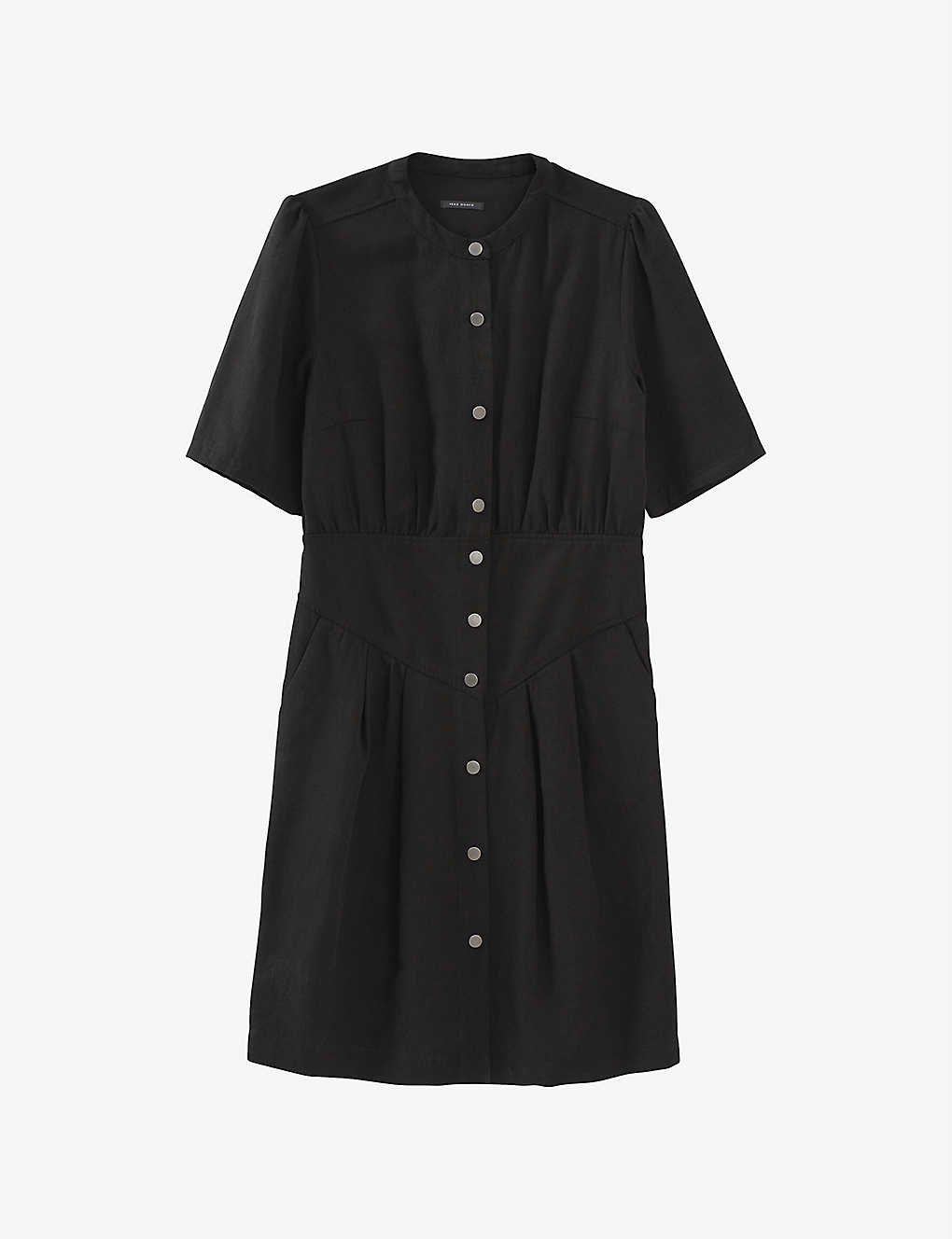 Ikks Button-up Fitted Woven Mini Dress In Black