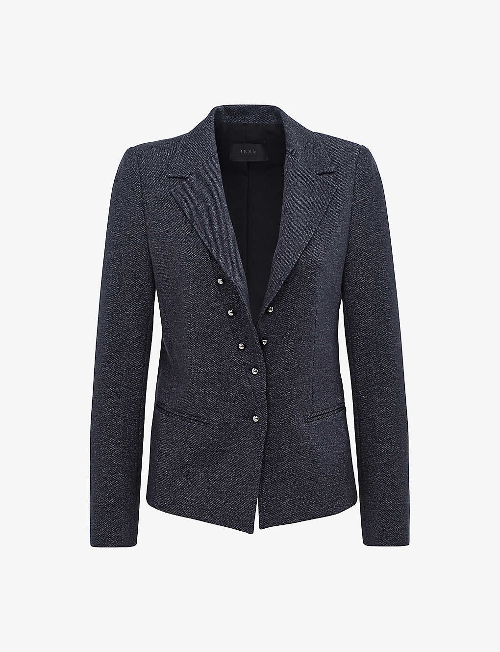 Ikks Double-breasted Stretch-woven Jacket In Navy Blue