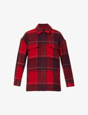 Ikks Womens Red Checked Wool-blend Jacket