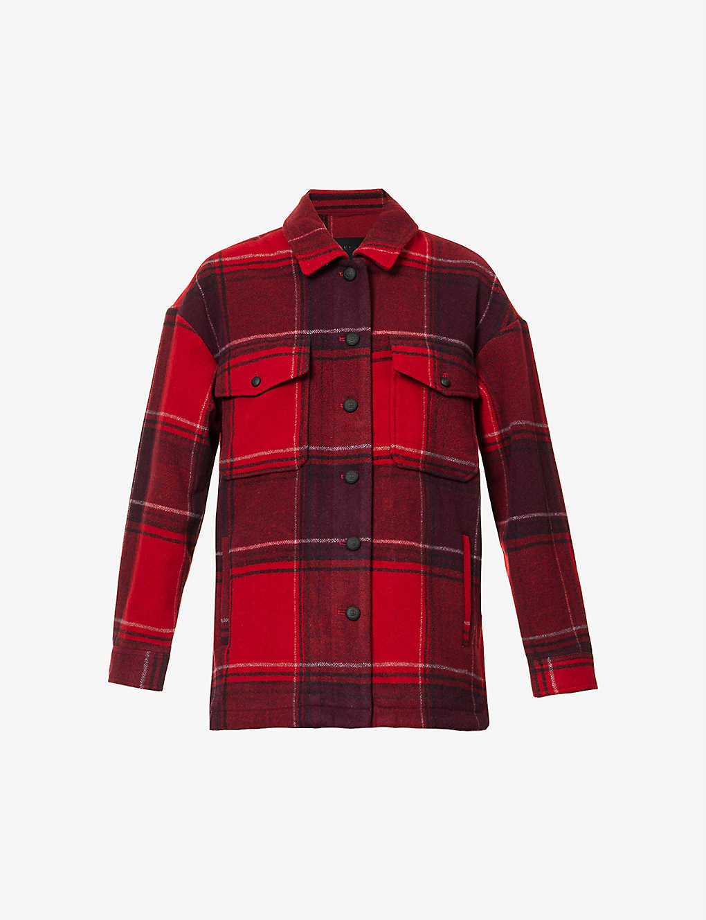Ikks Womens Red Checked Wool-blend Jacket
