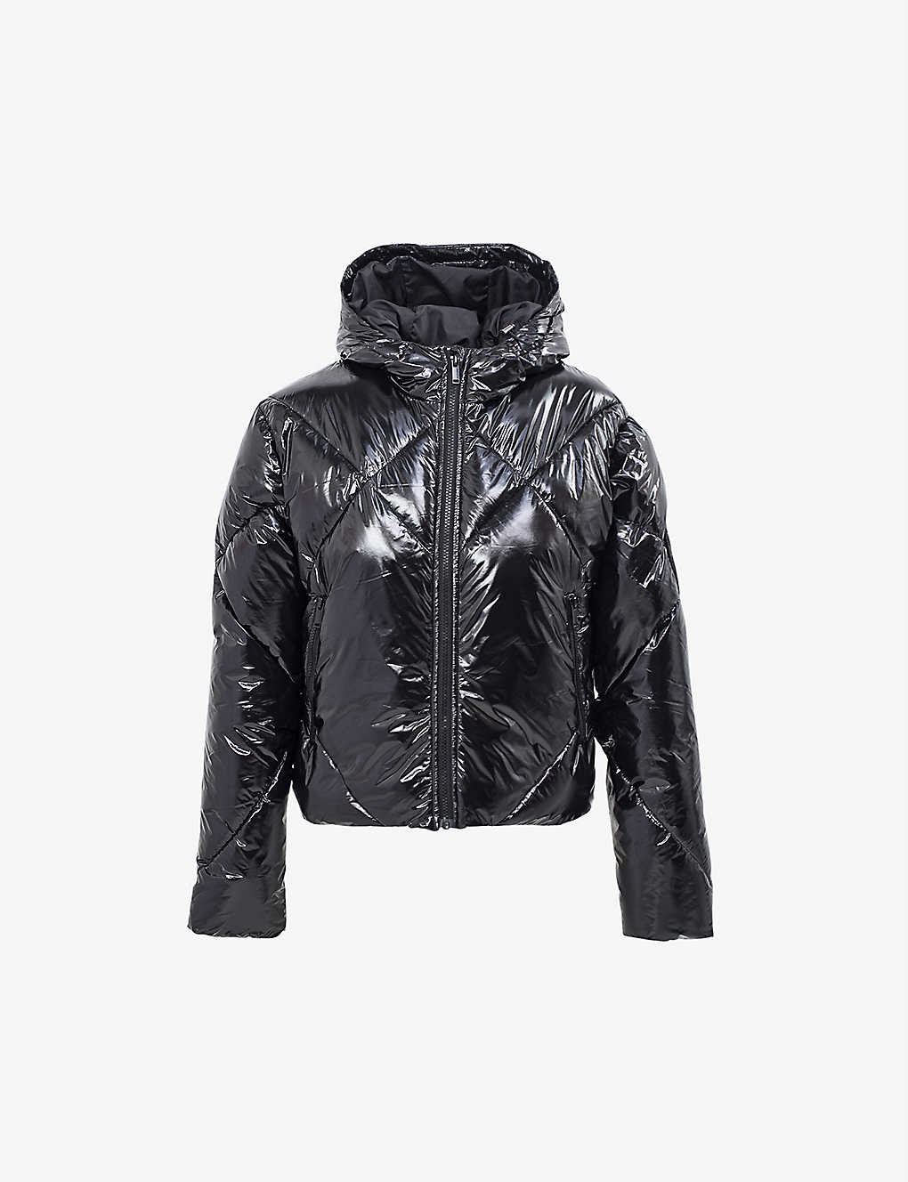 Ikks Mirror-effect Quilted Shell Jacket In Black