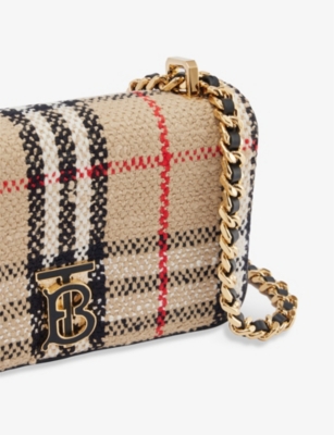 Shop Burberry Lola Mini Cotton-blend Shoulder Bag In Archive Beige