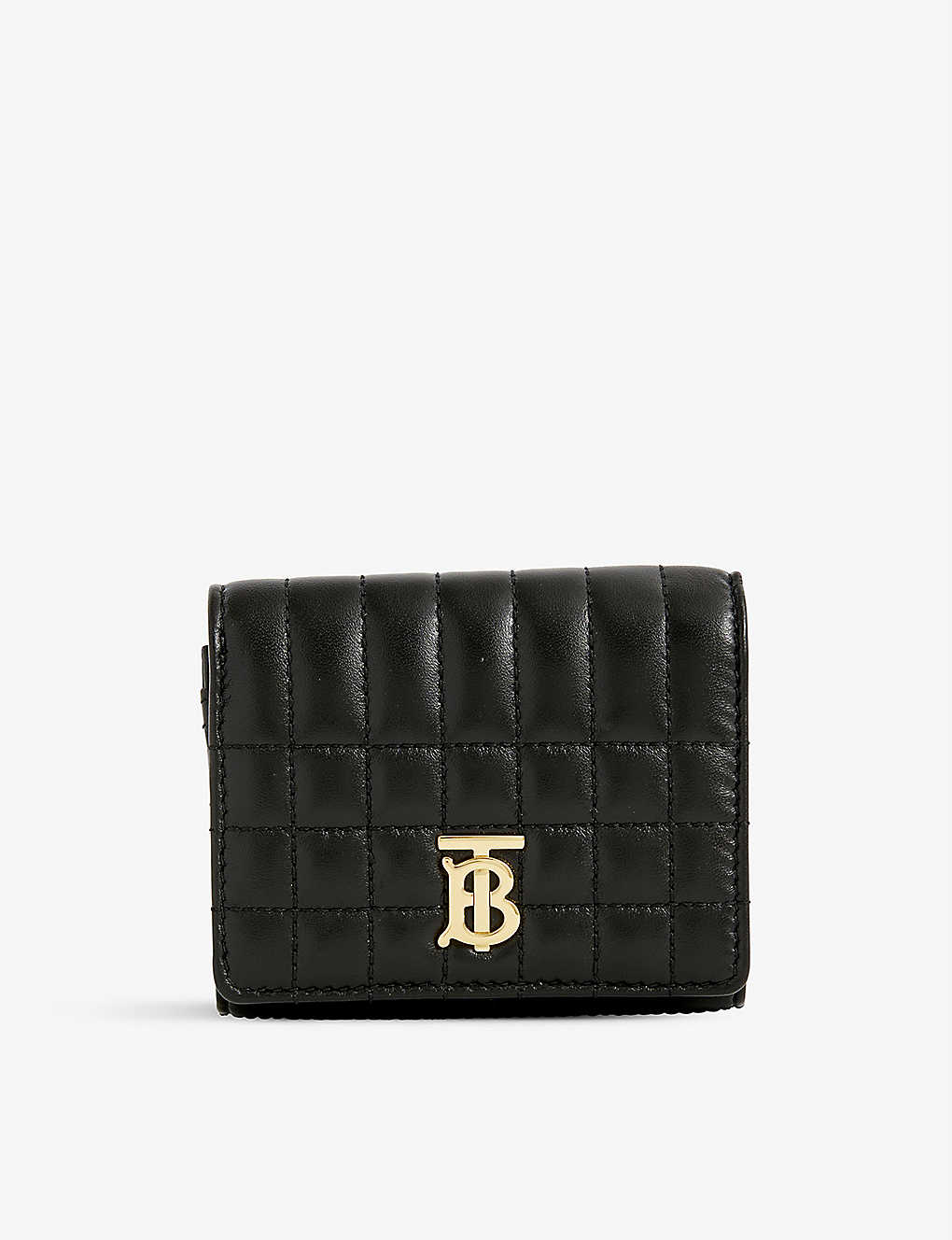 Burberry Women's Black/gold Lola Monogram-plaque Leather Wallet