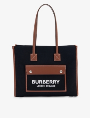 BURBERRY - Freya small canvas and leather tote bag 