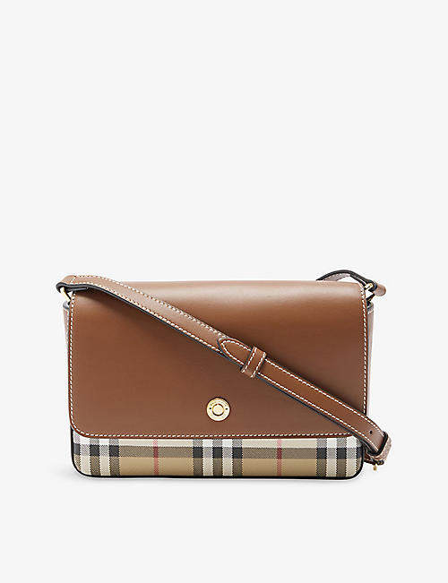 BURBERRY: New Hampshire mini canvas and leather shoulder bag