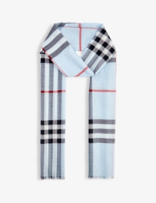 BURBERRY - Giant check-print wool and silk-blend scarf 