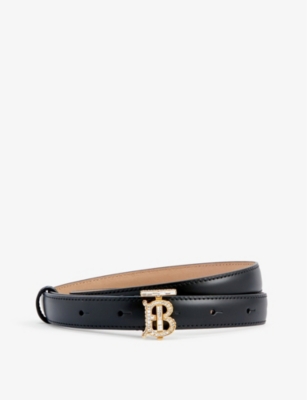 Burberry Crystal Buckle Leather Belt