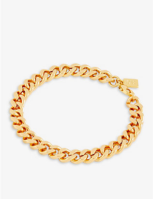 CRYSTAL HAZE: Link chain 18ct yellow gold-plated brass bracelet