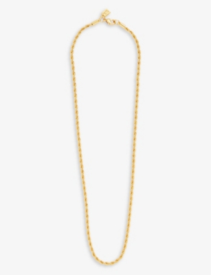 CRYSTAL HAZE: Rope chain 18ct yellow gold-plated brass necklace