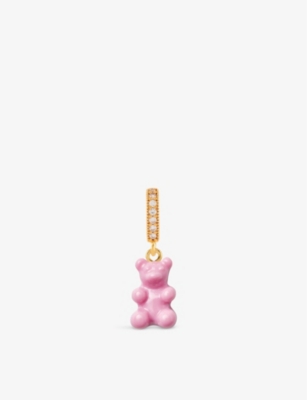 Crystal Haze Gummy Bear 18ct Gold-plated Brass Pendant In Candy Pink/gold