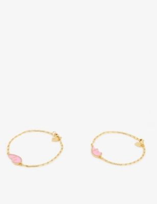 Crystal Haze Best Friends 18ct Gold-plated Cubic Zirconia Bracelet Set In Candy Pink