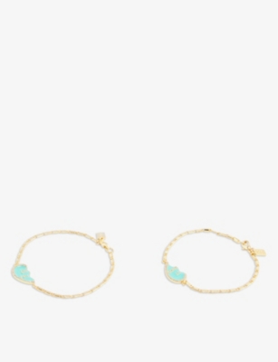 CRYSTAL HAZE CRYSTAL HAZE WOMENS MYKONOS BLUE BEST FRIENDS 18CT GOLD-PLATED CUBIC ZIRCONIA BRACELET SET 61791061