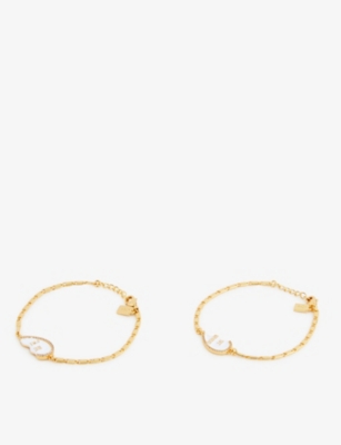 Crystal Haze Best Friends 18ct Gold-plated Cubic Zirconia Bracelet Set In Powder