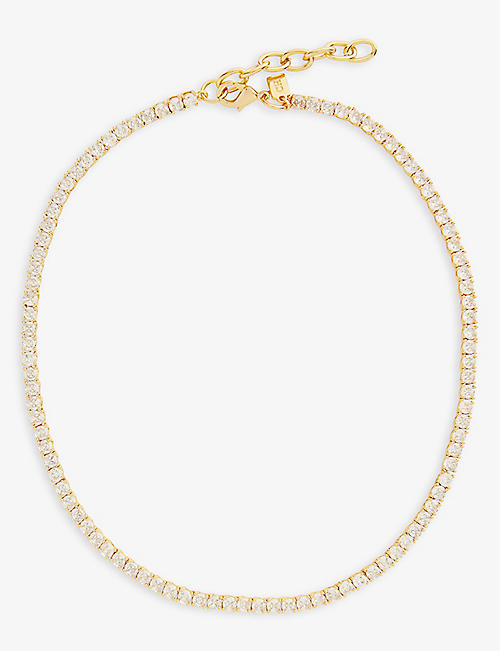 CRYSTAL HAZE: Serena Tennis 18ct yellow gold-plated cubic zirconia necklace