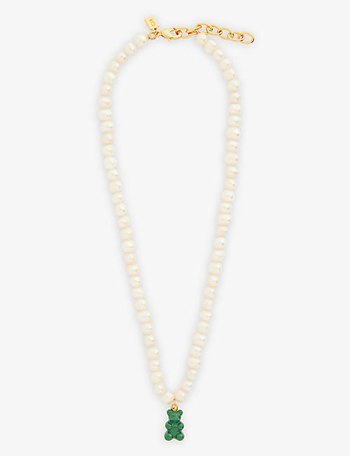 CRYSTAL HAZE: Gummy Bear freshwater pearls gold-plated brass neckline
